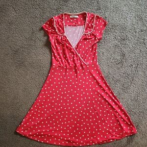 Forever Collectibles Red and White Polka Dot Midi Dress